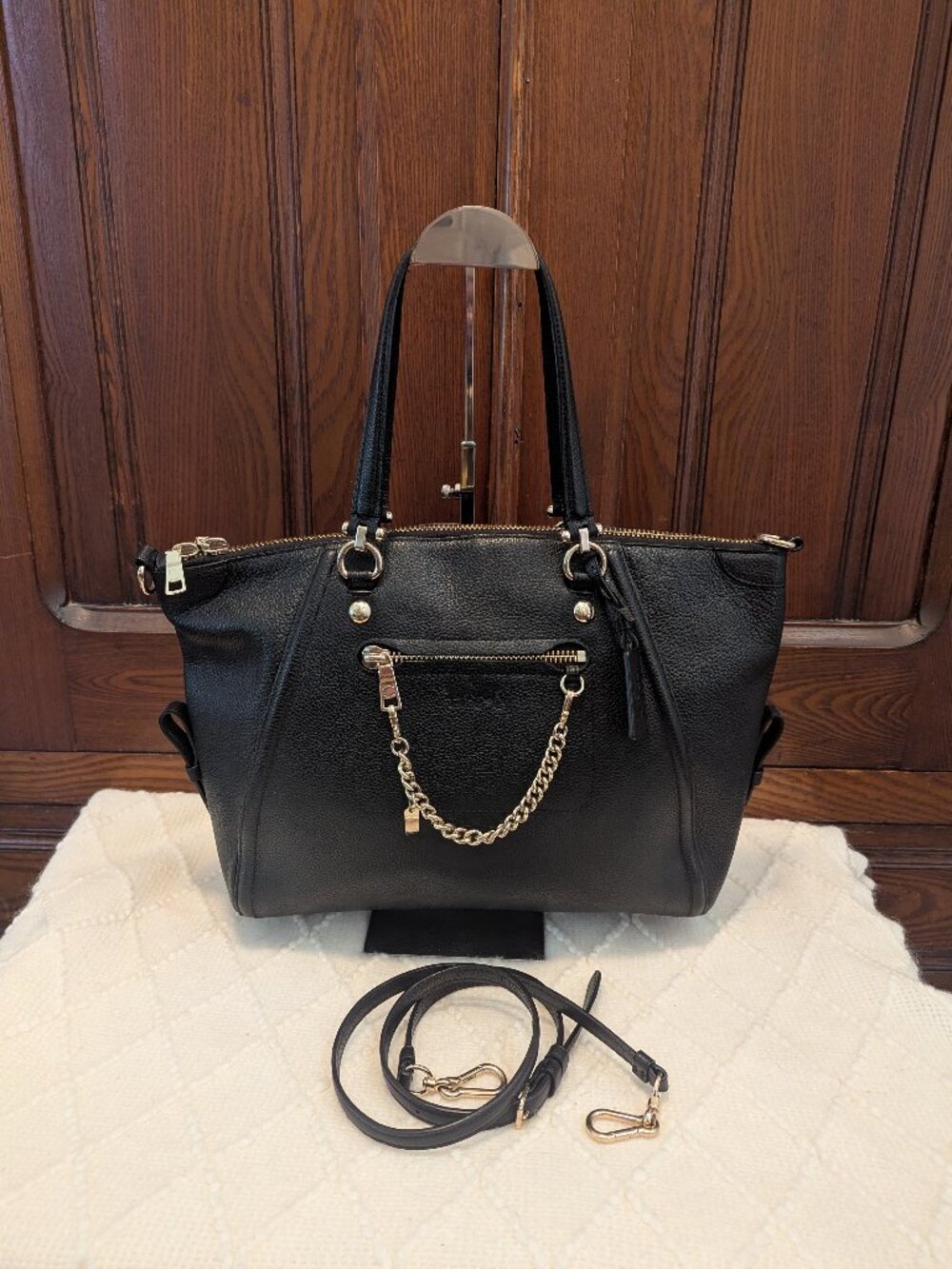 Coach Prairie Chain Satchel EUC Black Pebble Quiet Luxury Old Money Convertible - Picture 2 of 16